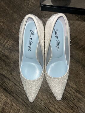 Silver Slipper Women’s Heels - White